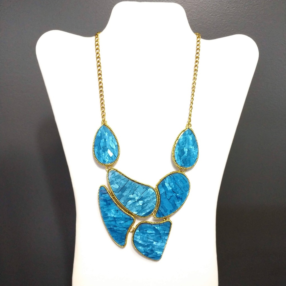 Blue panel statement necklace - Picture 2 of 6